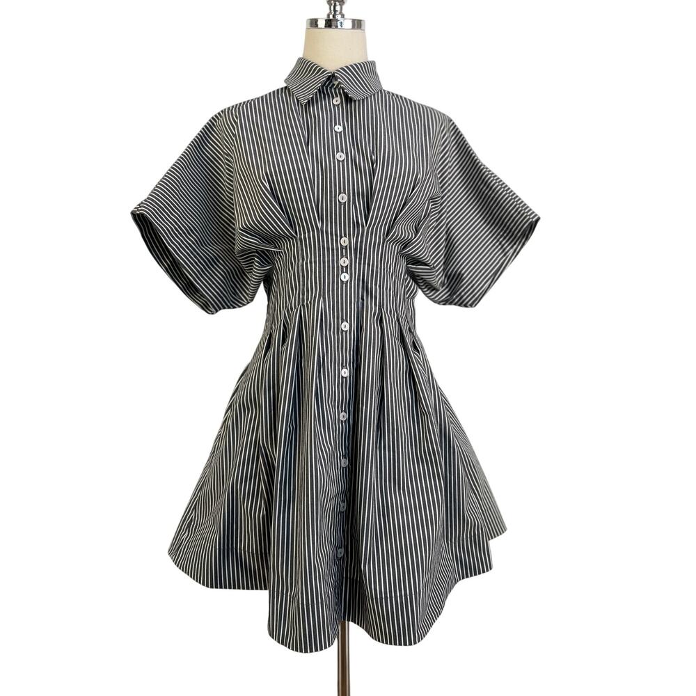 Exquise Tobie Button-Front Pleated Mini Shirt Dre… - image 1